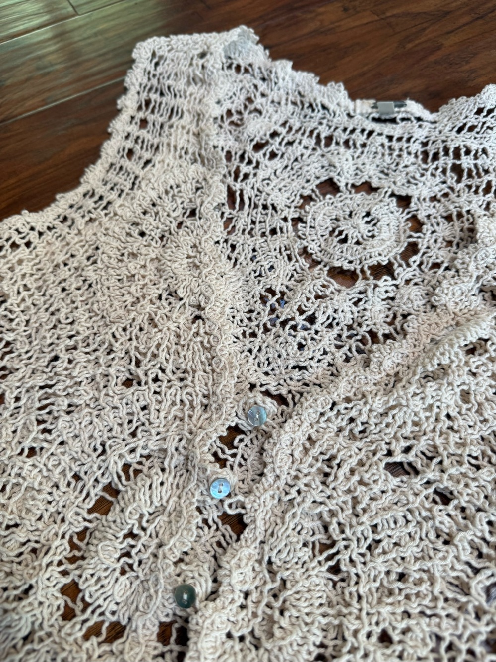 gimmicks by BKE Cream Crochet Button-Front Vest - Picture 2 of 4